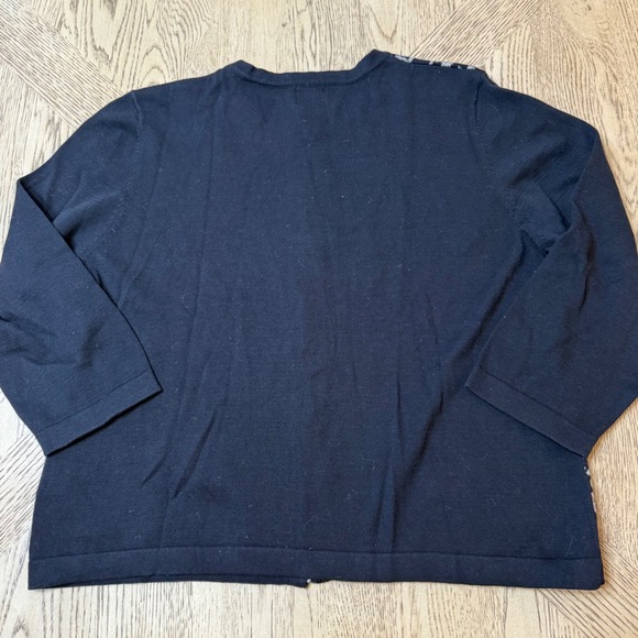 Ruby Rd Women's XL Black Animal Print Zip Front Embellished Cardigan Sweater - Picture 3 of 8